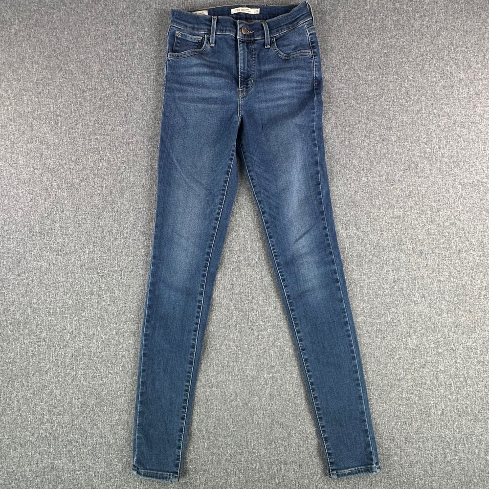 Levi's Jeans Womens 26 720 High Rise Super Skinny Dark Wash Blue Stretch Denim